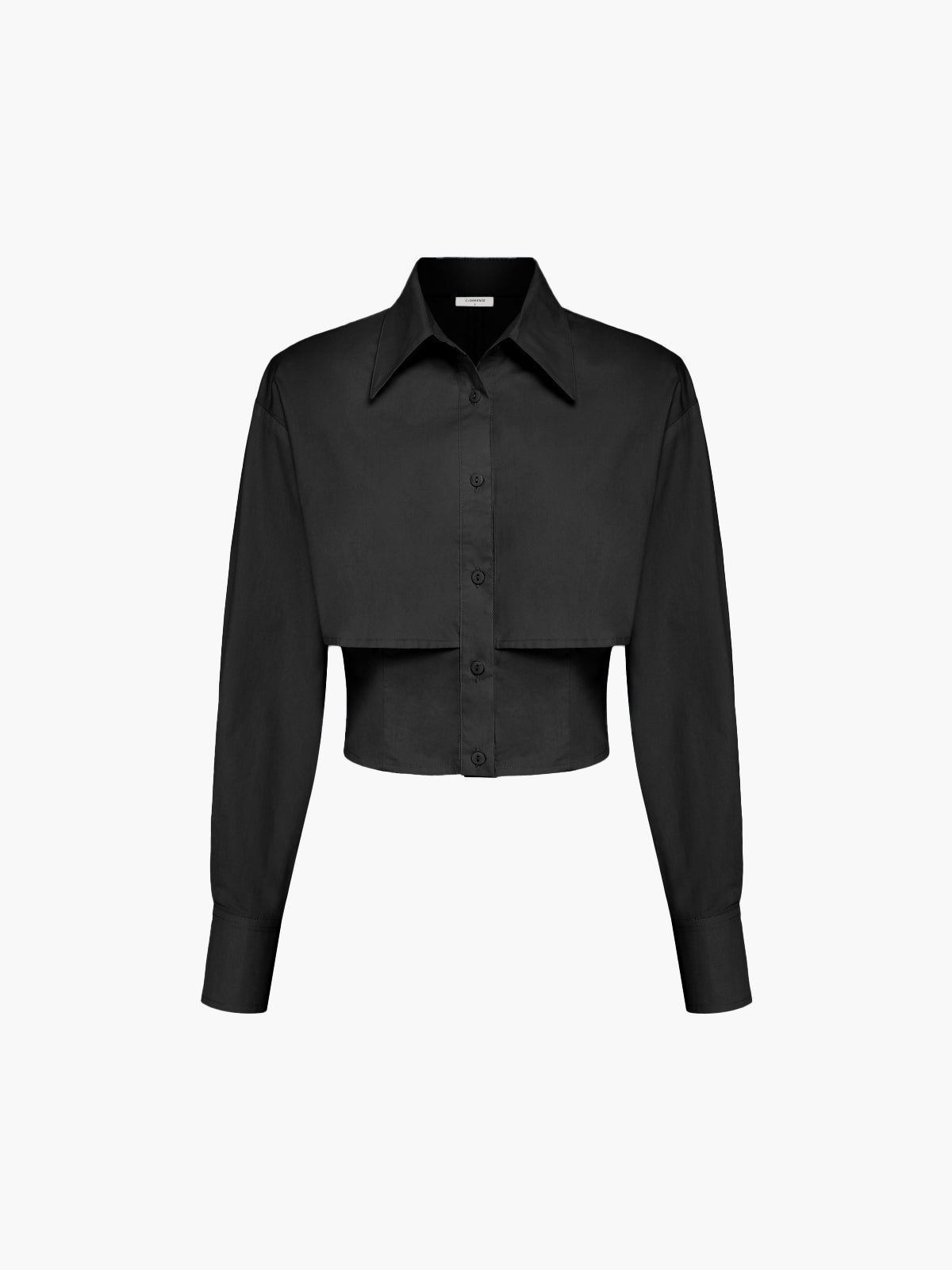 Chemise crop à double épaisseur à col ouvert bleu bébé