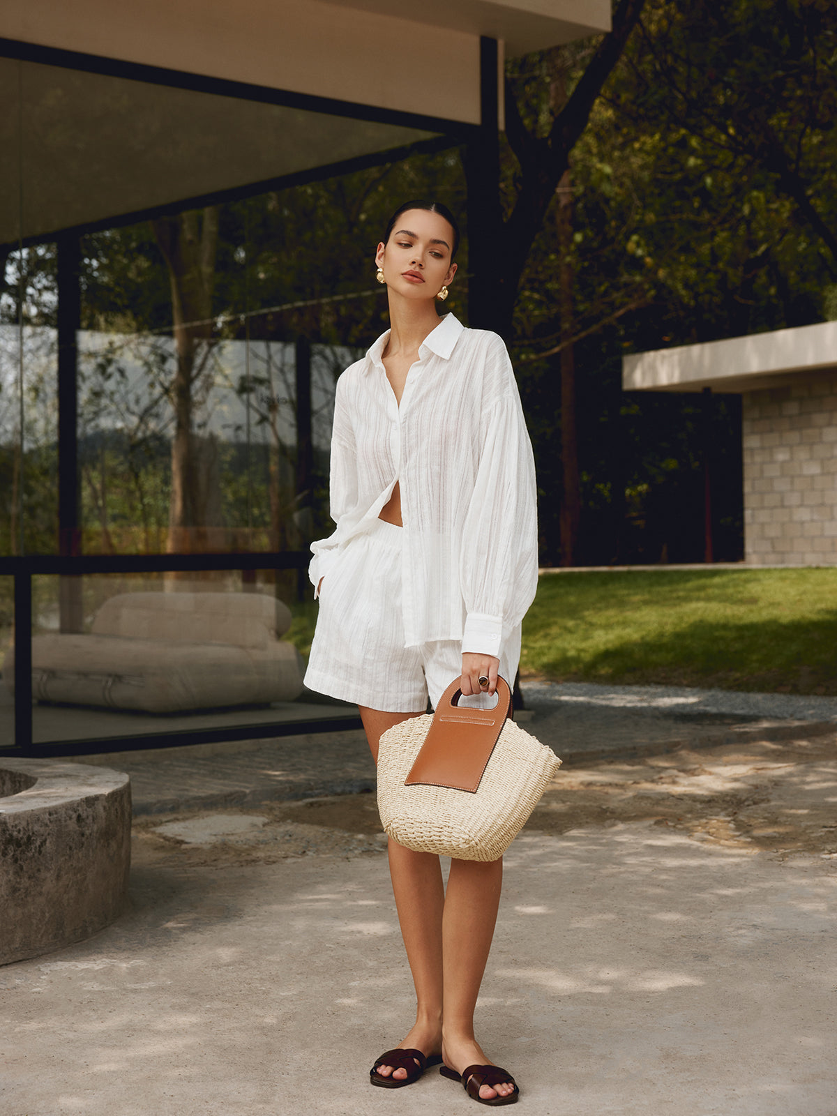 Sac en paille bicolore