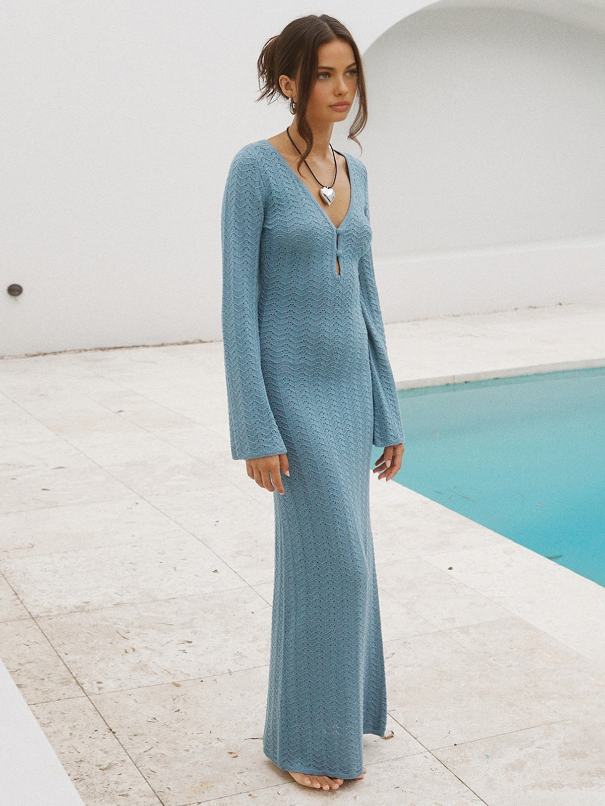 Robe longue de vacances à œillets