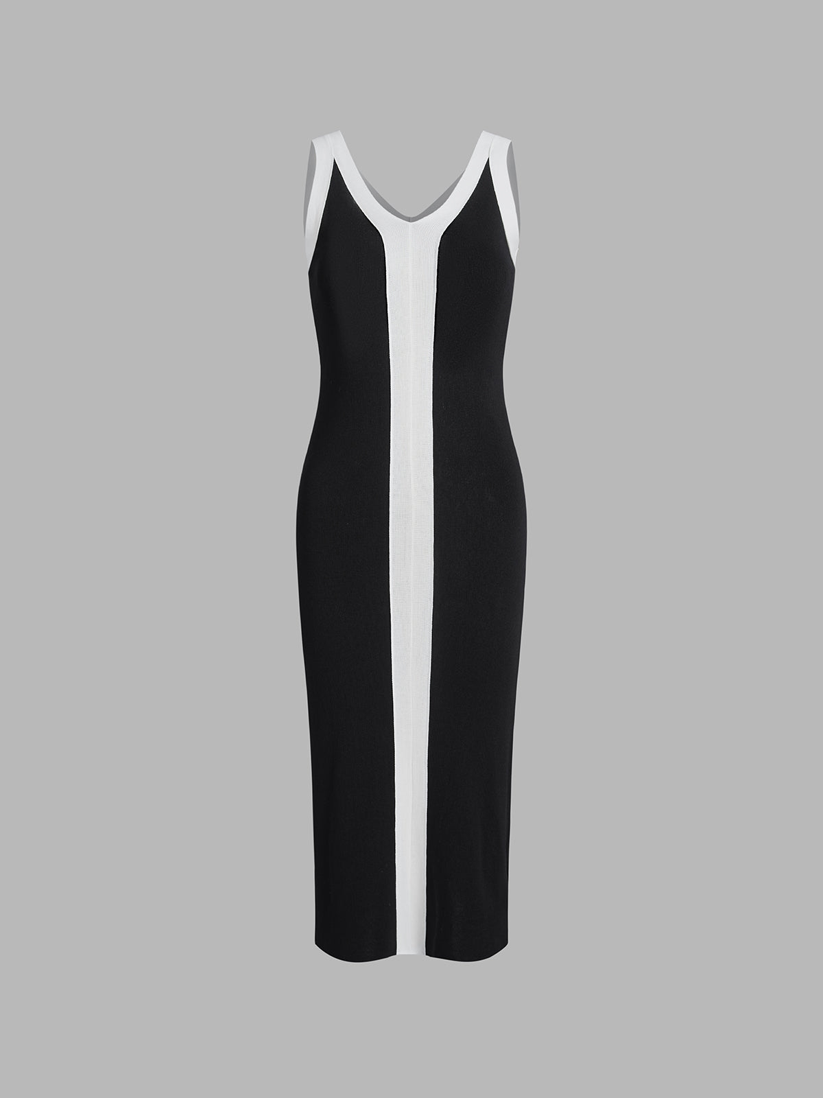Robe longue monochrome à col en V
