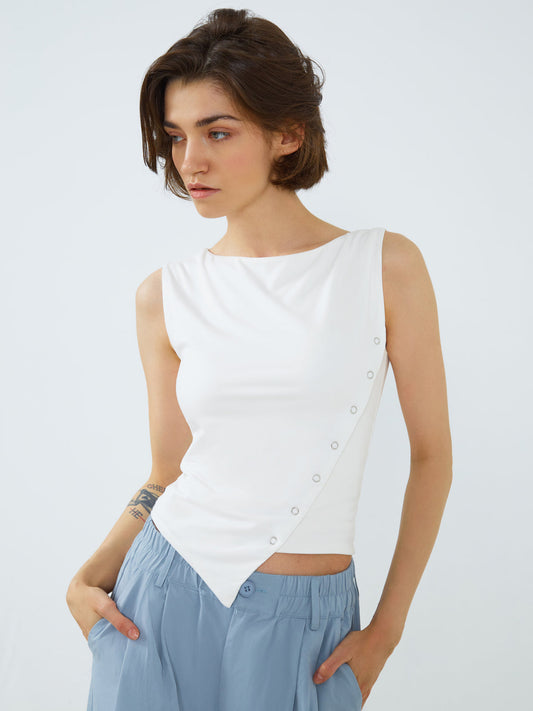 Débardeur boutonné asymétrique