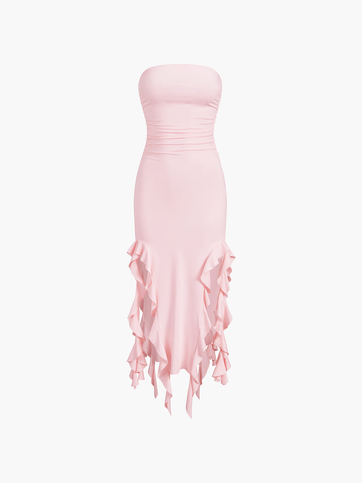 Robe midi tube à volants