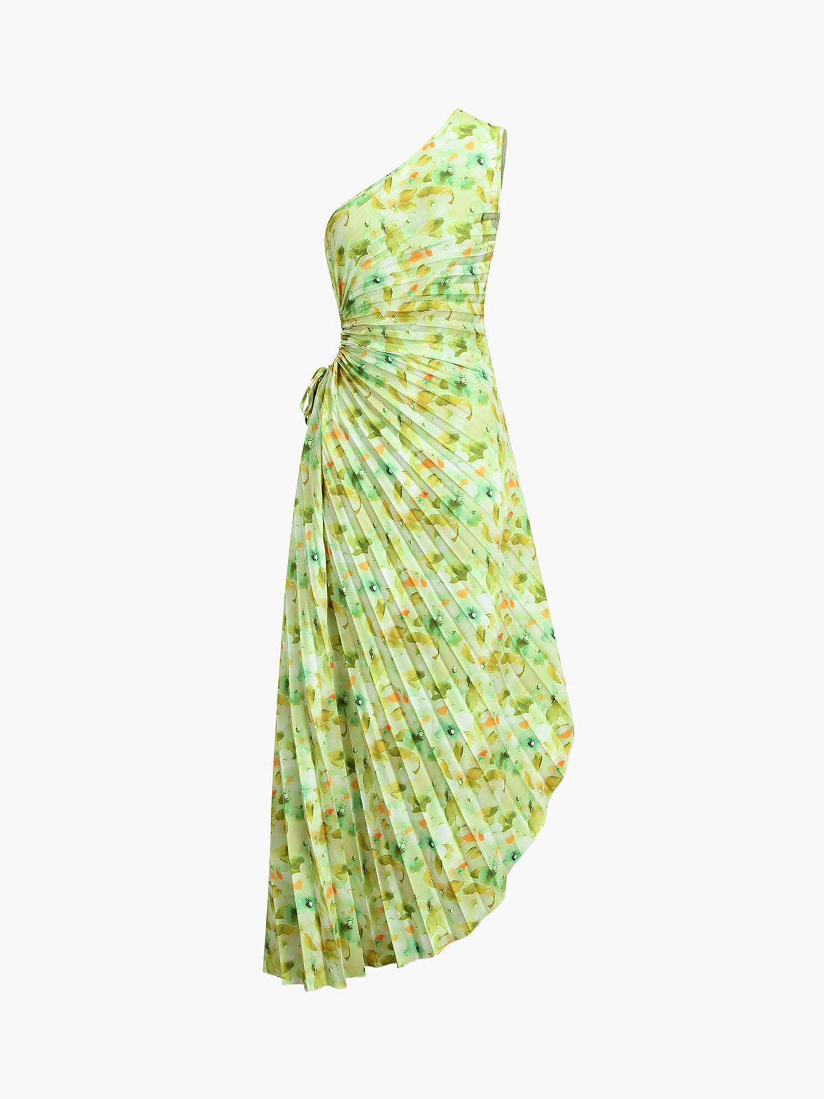 Robe midi plissée à fleurs et à fermeture éclair Greeness