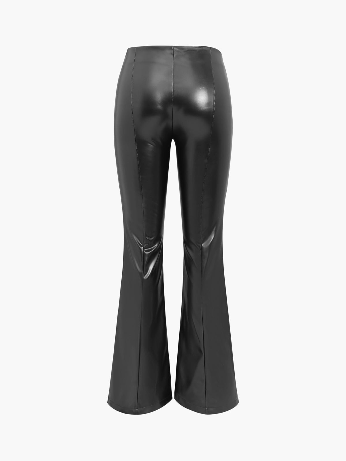 Pantalon évasé zippé en simili cuir