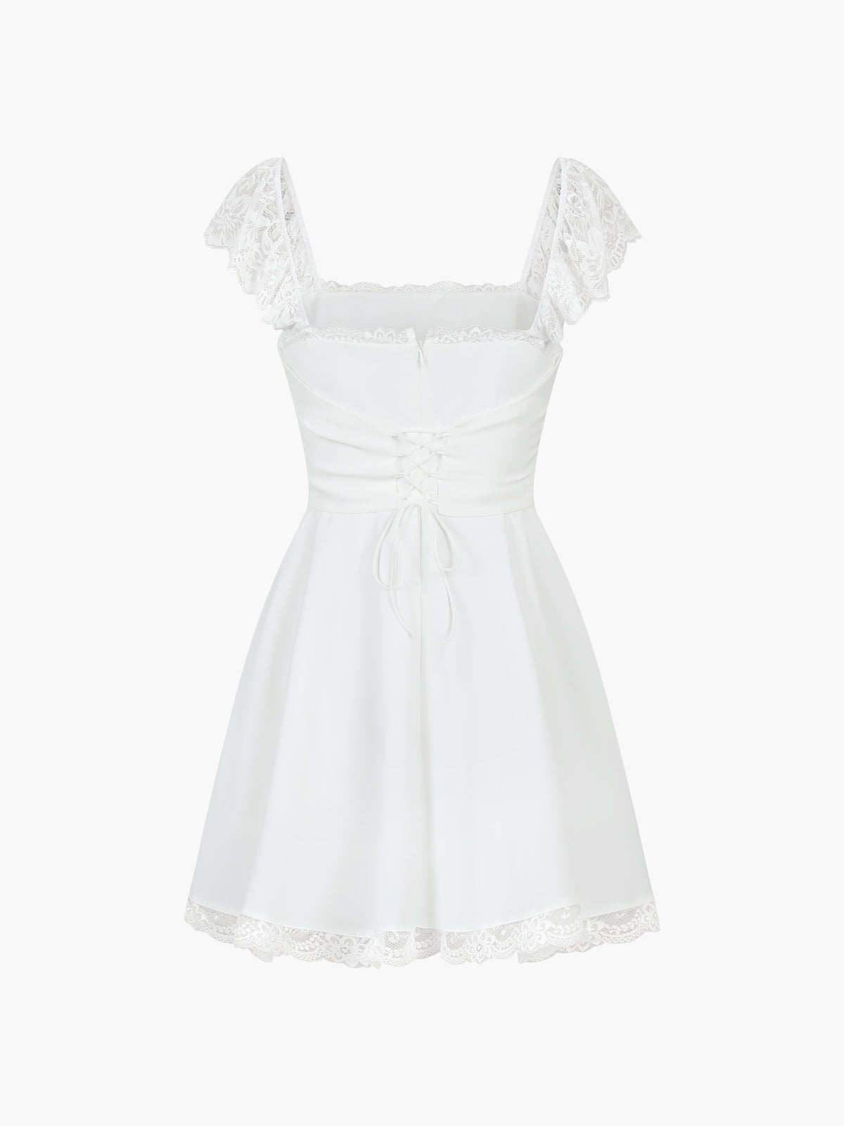 Robe courte dos nu à lacets avec bordure en dentelle de cowgirl côtière