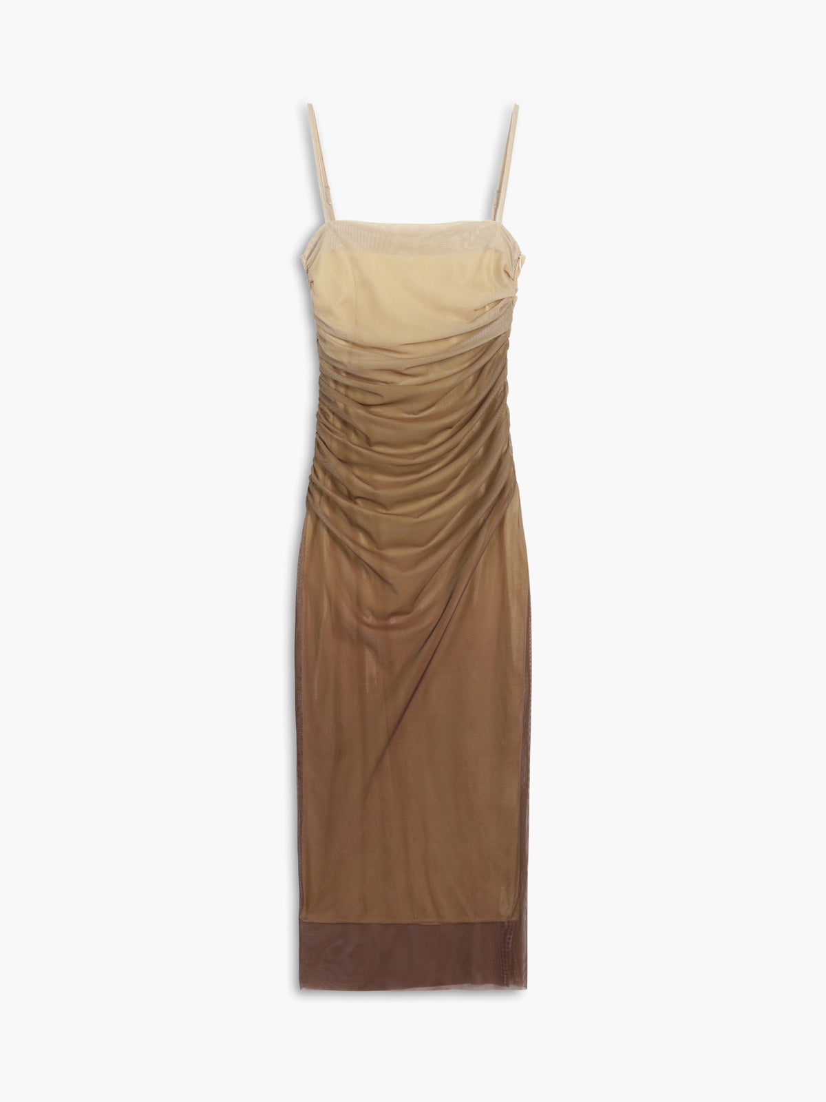 Robe longue zippée en maille dégradée cappuccino