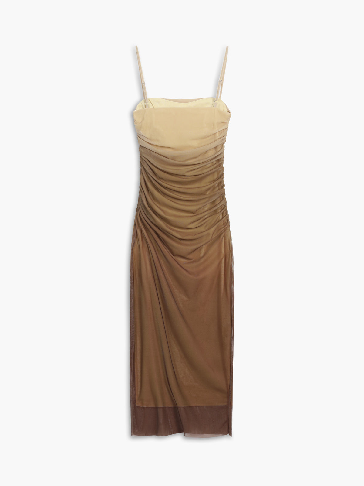 Robe longue zippée en maille dégradée cappuccino