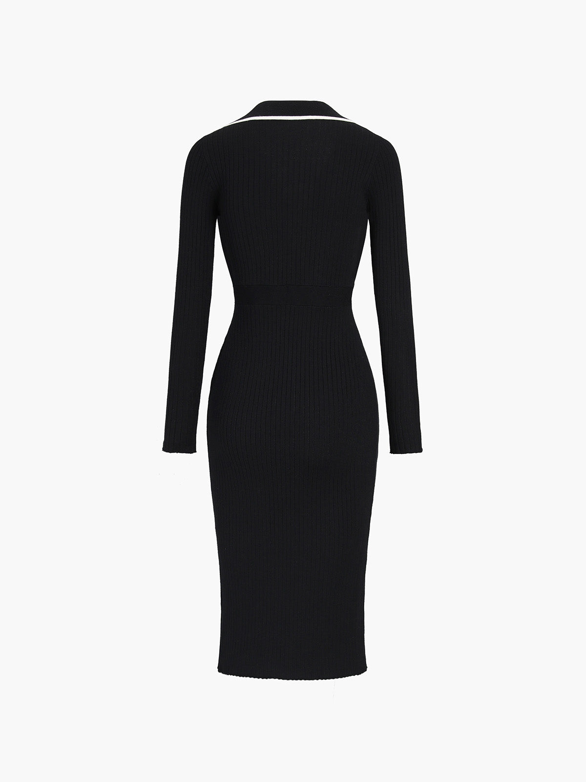 Robe en tricot midi à bordure contrastée
