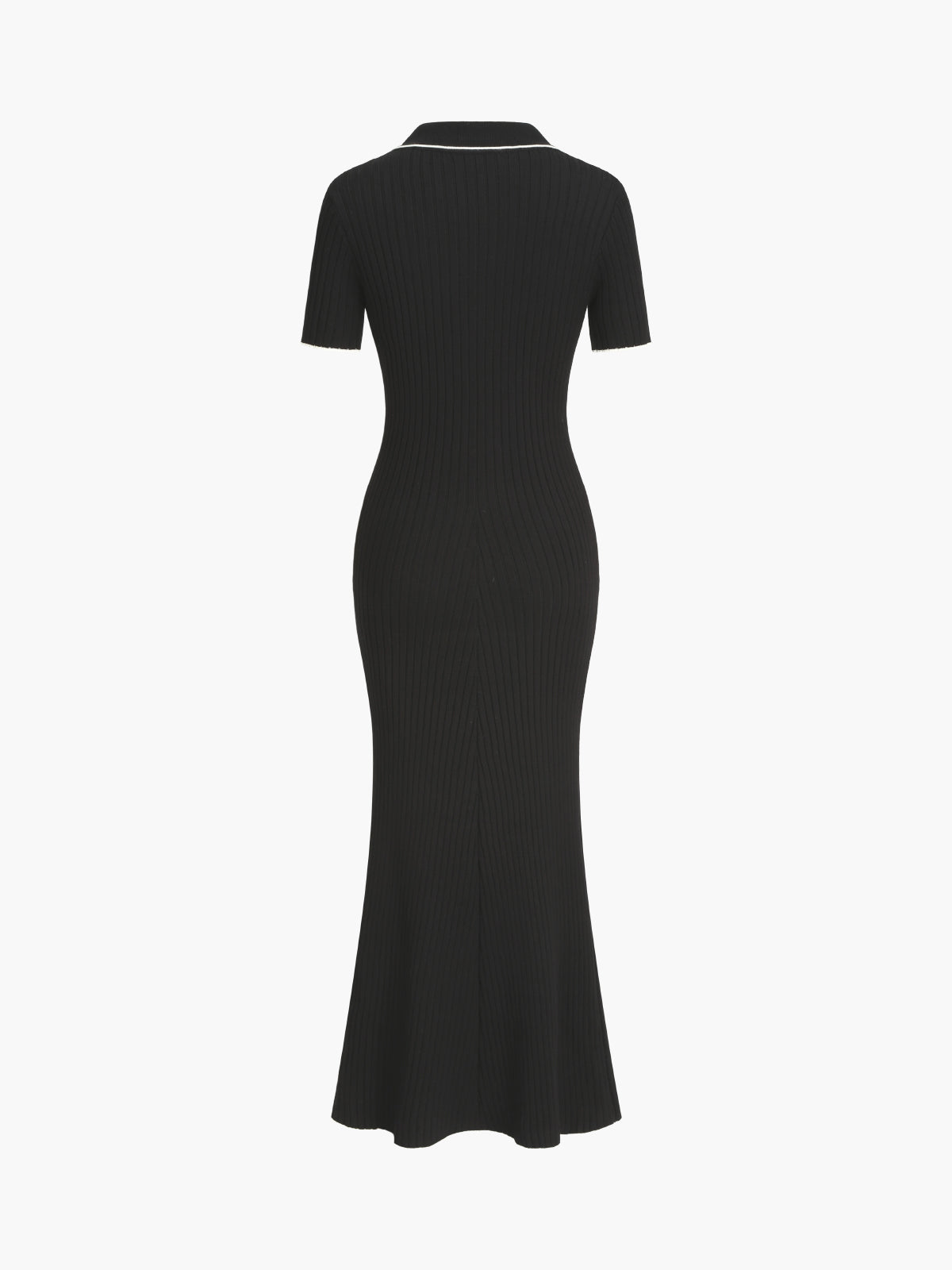 Robe en tricot longue à col polo contrastant