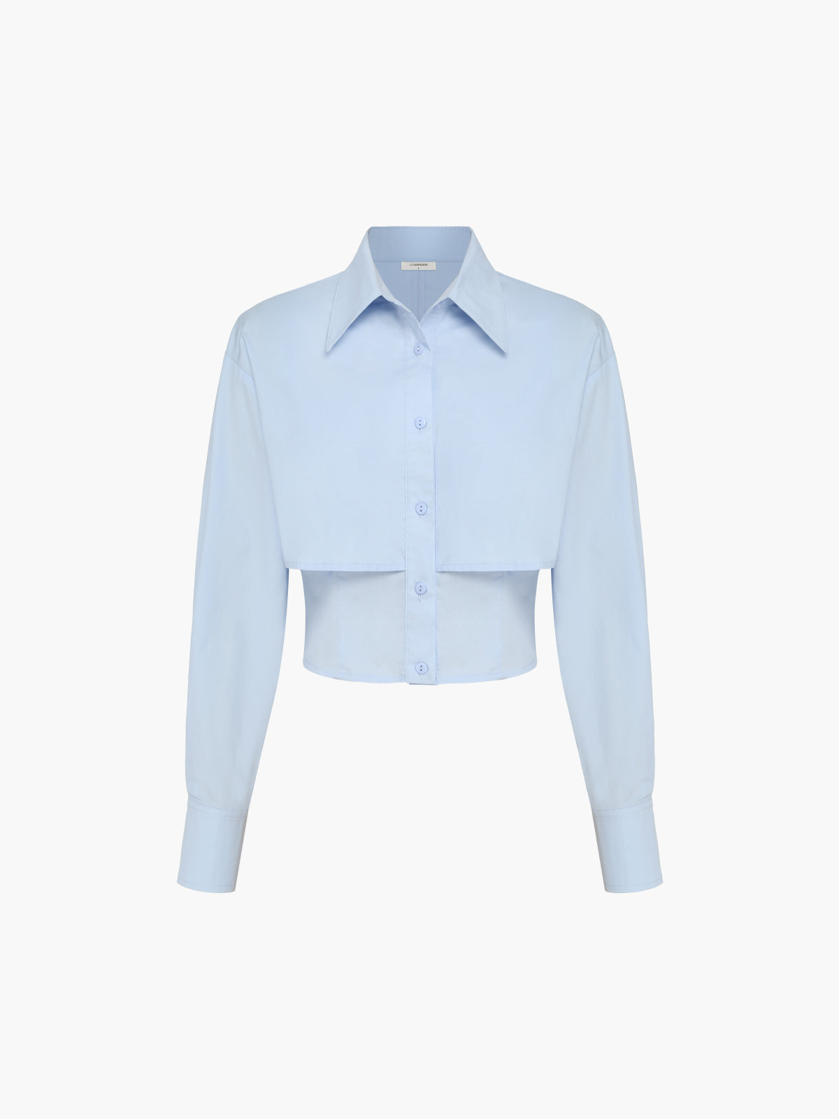 Chemise crop à double épaisseur à col ouvert bleu bébé