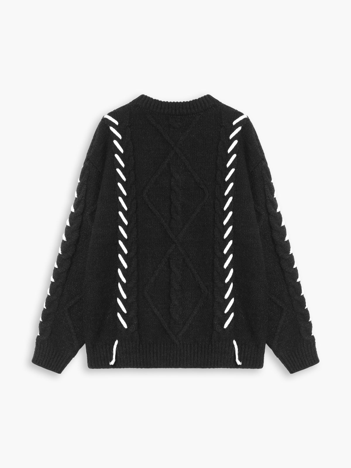 Pull à nœud avec coutures contrastantes