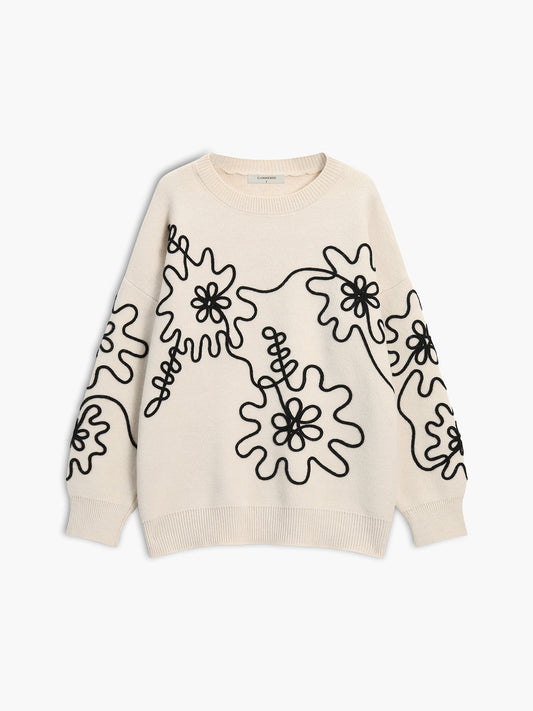 Tricot Floral Pull Oversize