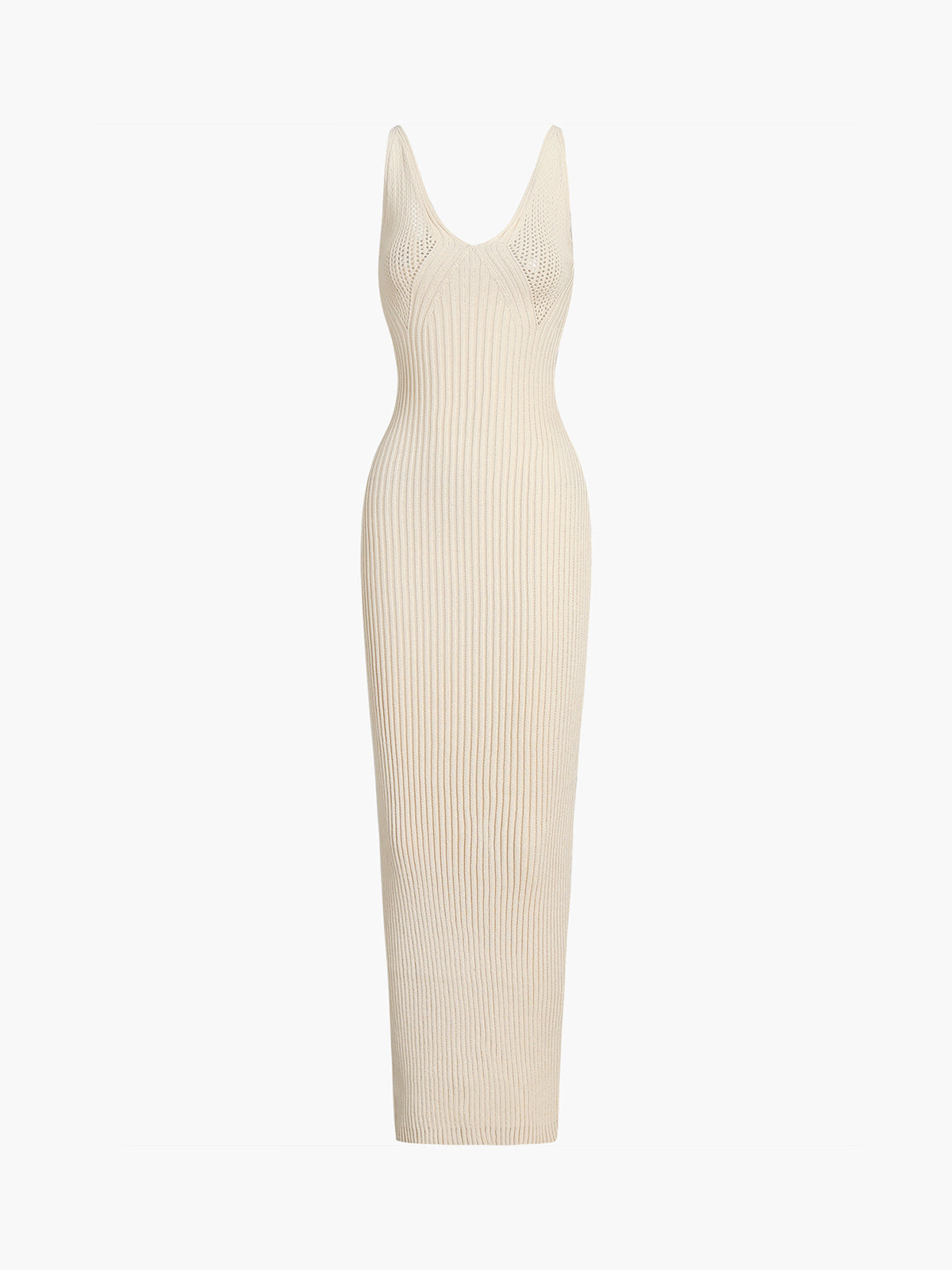 Robe maxi cami en tricot côtelé à encolure en V creuse