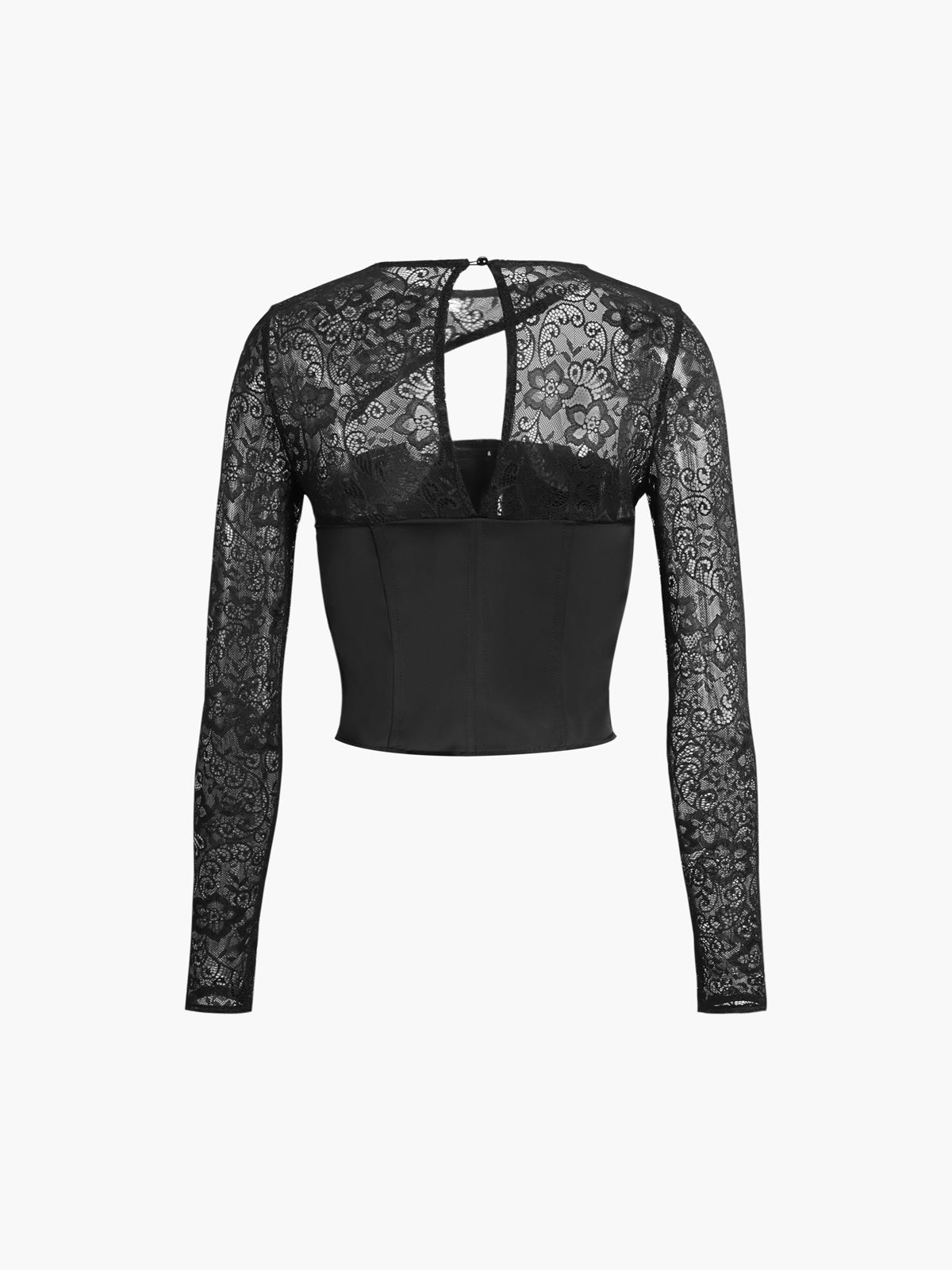 Blouse courte à manches longues en dentelle