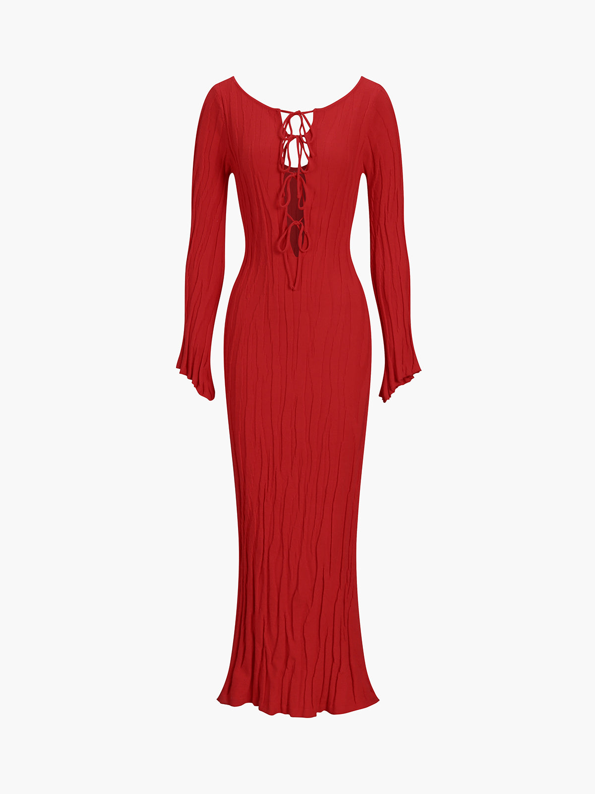 Robe longue en tricot à lacets dans le dos avec nœud à l'avant