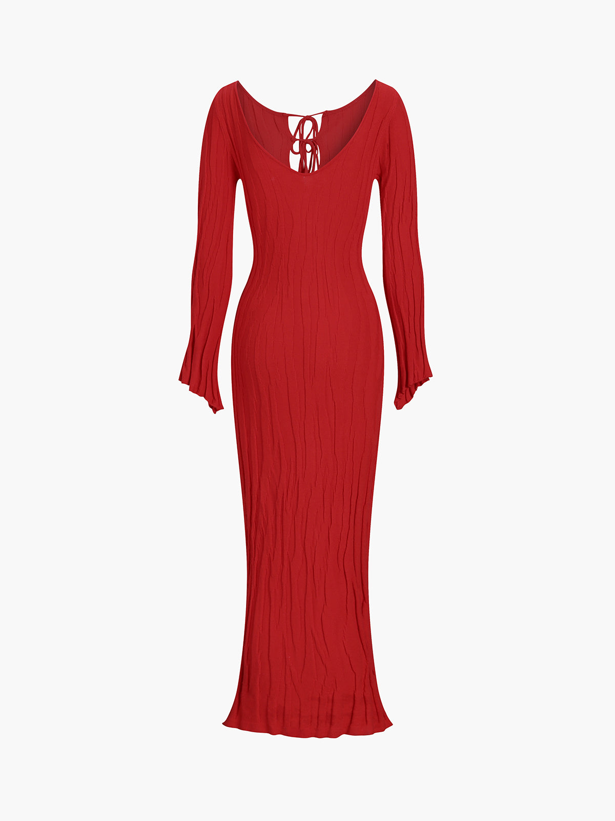 Robe longue en tricot à lacets dans le dos avec nœud à l'avant