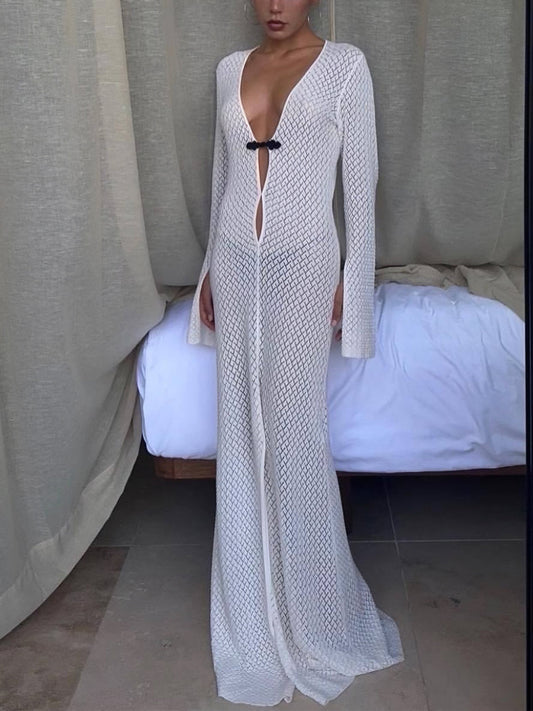 Robe de plage cache-maillot tricotée