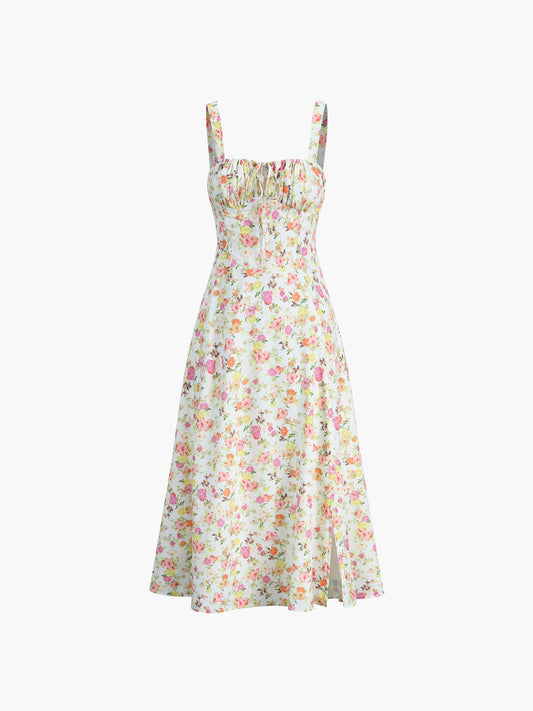 Robe midi cami à imprimé floral avec dos nu