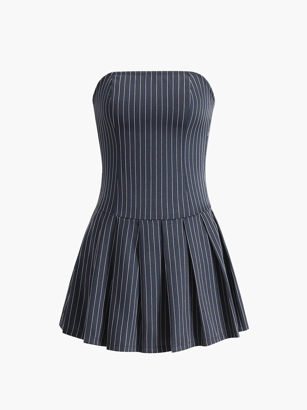 Robe courte plissée à rayures