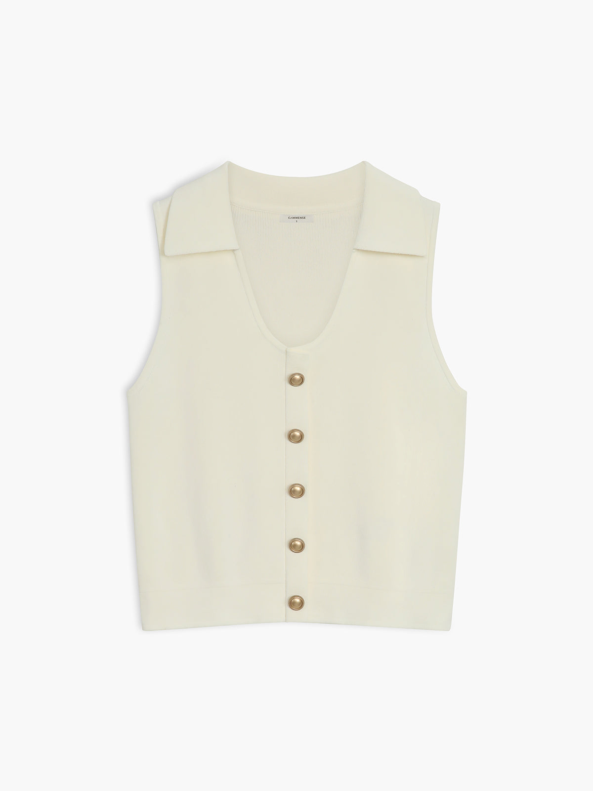 Veste sans manches en tricot à boutons en métal adorée