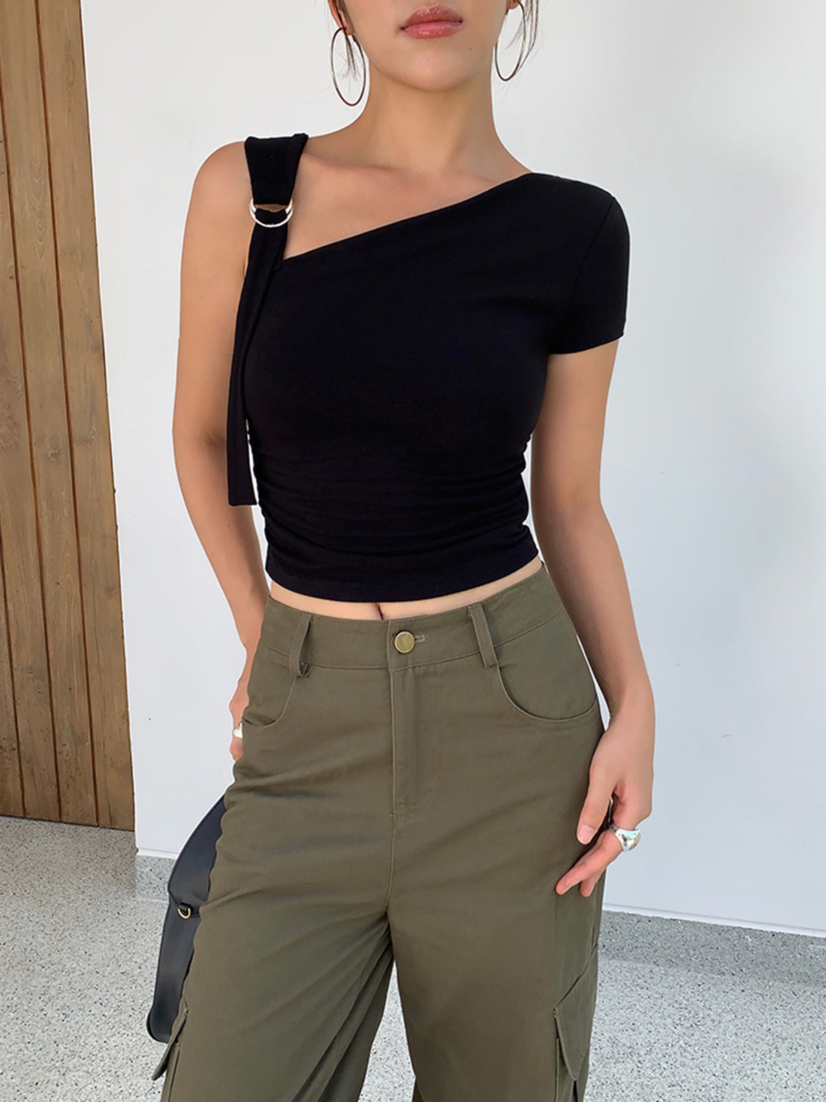 Asymmetrical One Shoulder Off Top