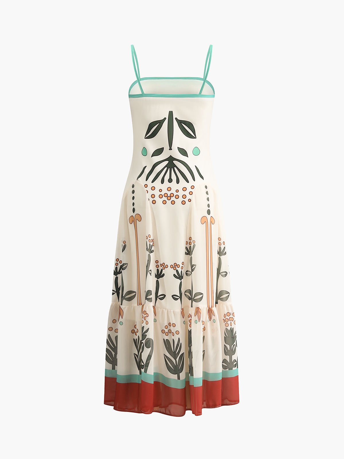 Robe midi cami imprimée de plantes