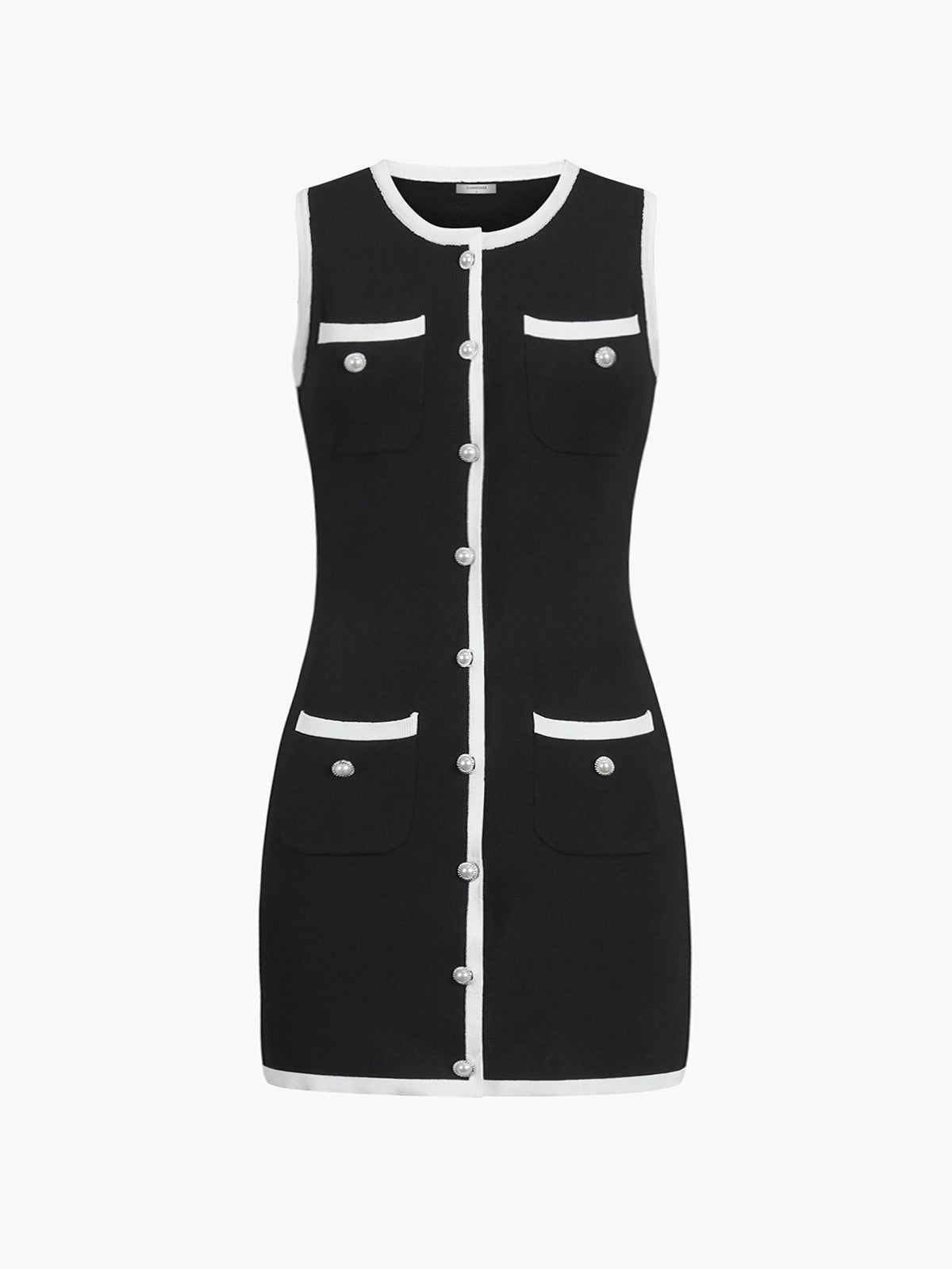 Robe pull sans manches à boutons à poches multiples