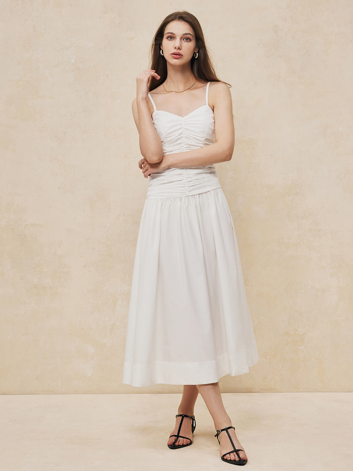 Robe longue cami Serendipity froncée