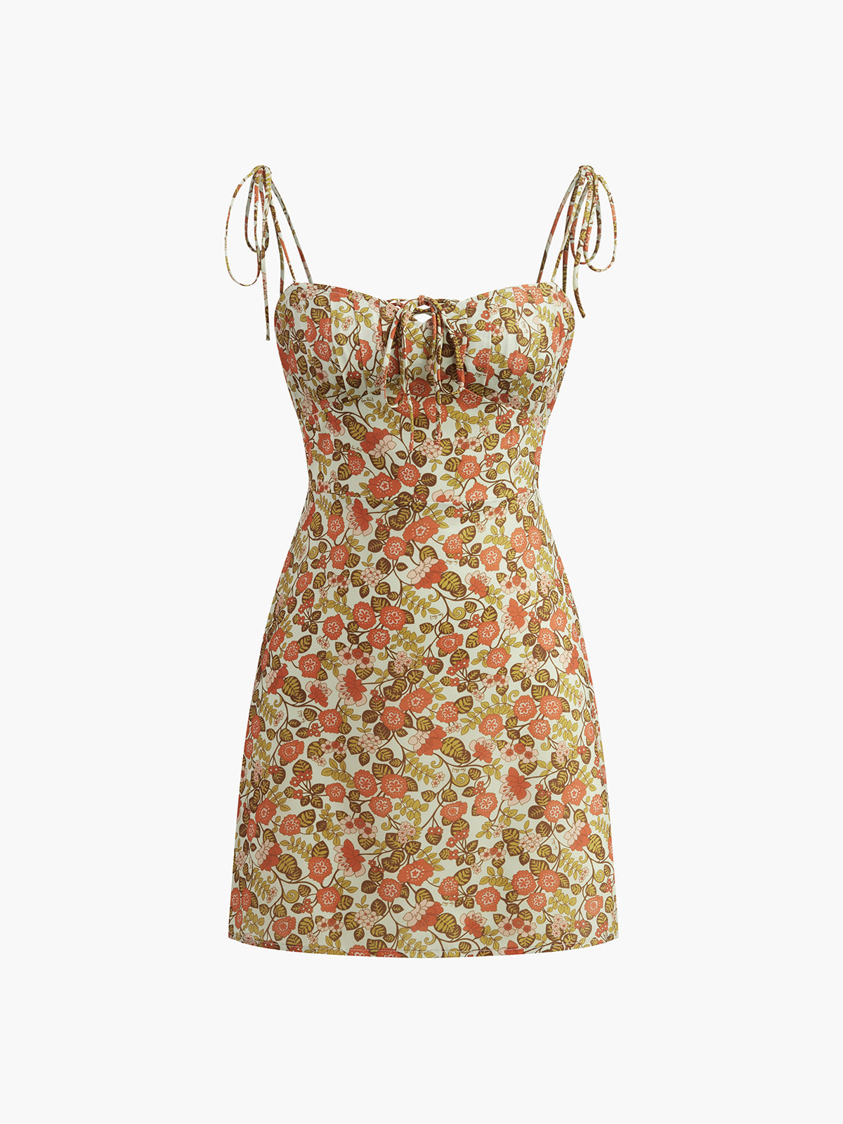 Robe trapèze à devant noué floral