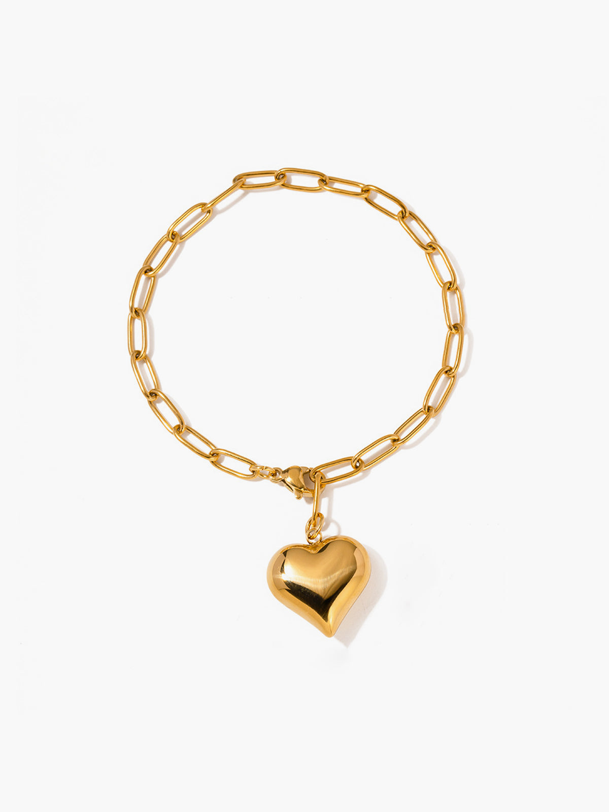 Bracelet à maillons avec pendentif en forme de cœur