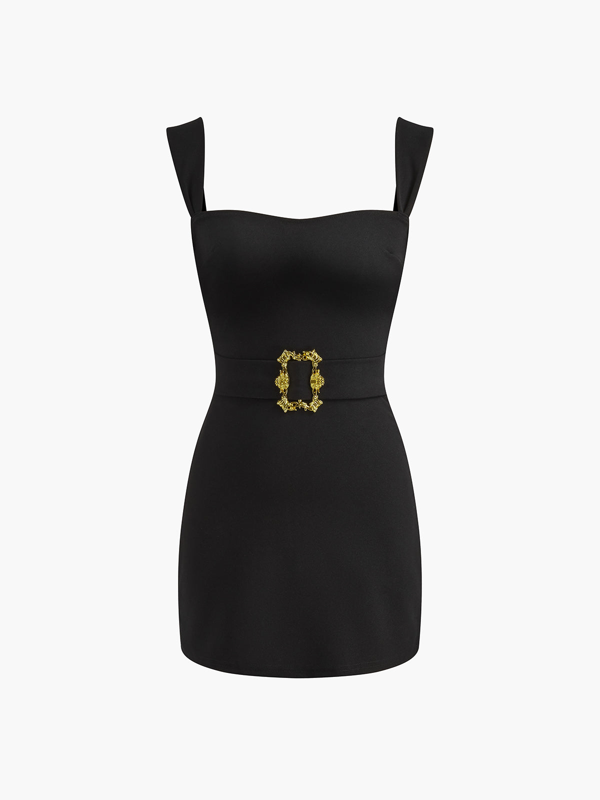Robe courte à encolure carrée avec ceinture