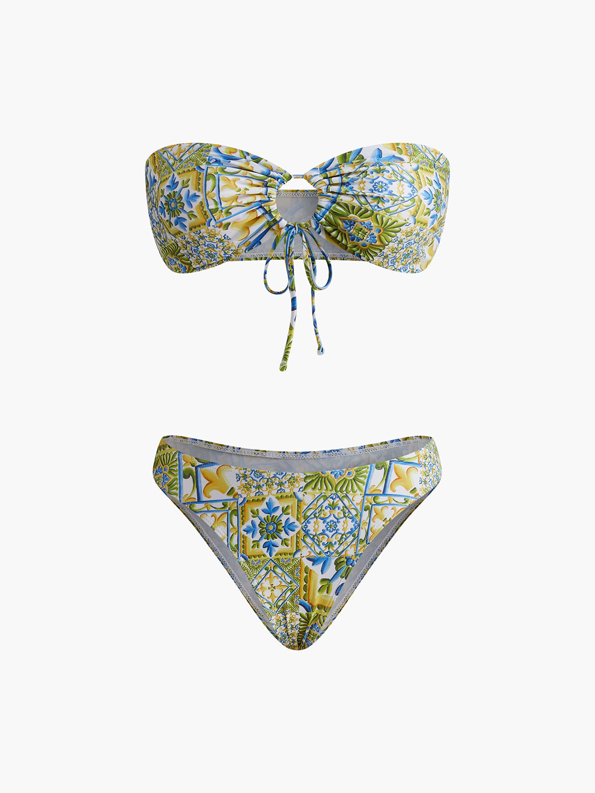 semble bikini noué imprimé sans bretelles
