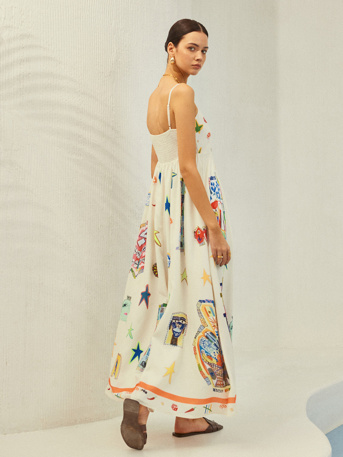 Robe imprimée à bretelles ajustables