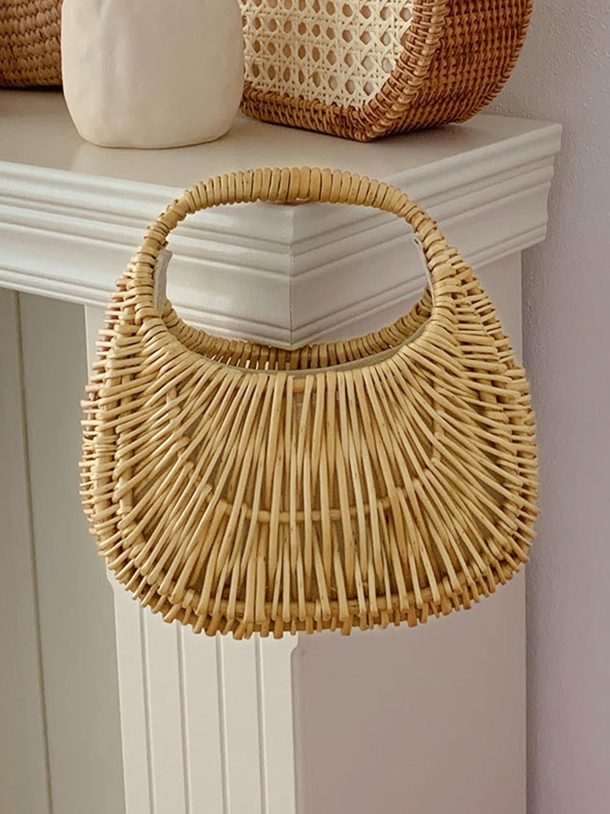 Sac panier en osier vintage