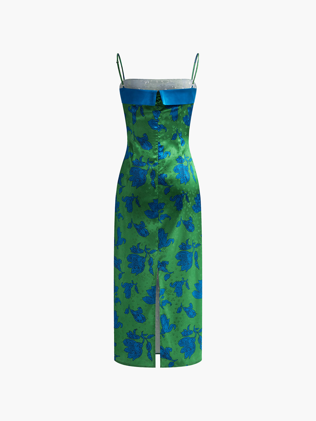 Robe midi à bretelles spaghetti imprimée avec fente au dos