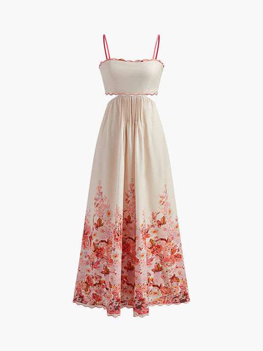 Robe dos nu imprimée à bretelles spaghetti