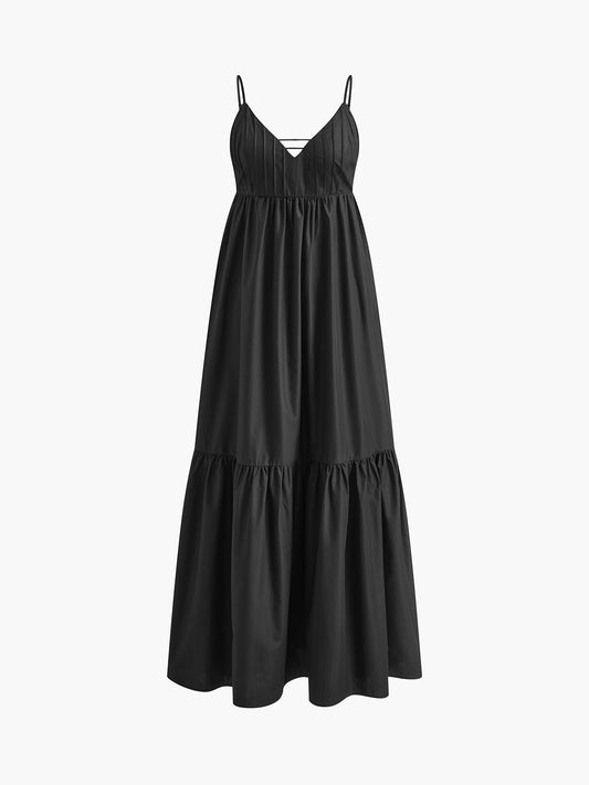 Casual V-Neck Spaghetti Strap Long Dress