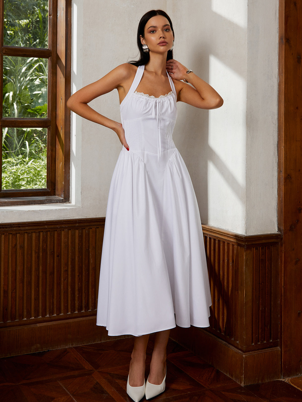 Robe midi vintage à bretelles ajustables