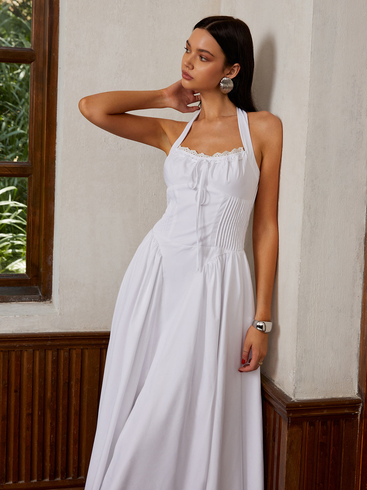 Robe midi vintage à bretelles ajustables