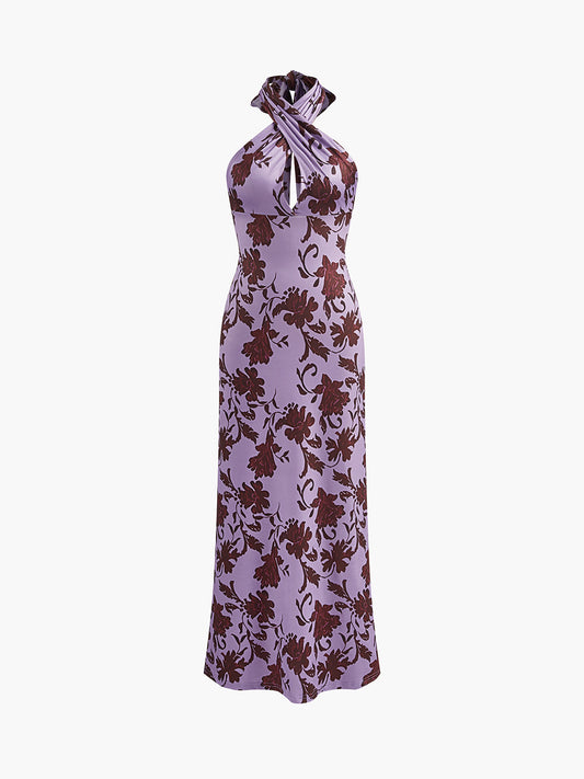 Robe longue à imprimé floral avec bretelles ajustables